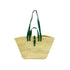 Handwoven large Moroccan straw basket with leather handles