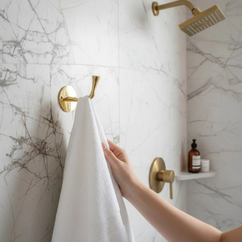 Handmade solid brass wall hook for bathroom and home decor