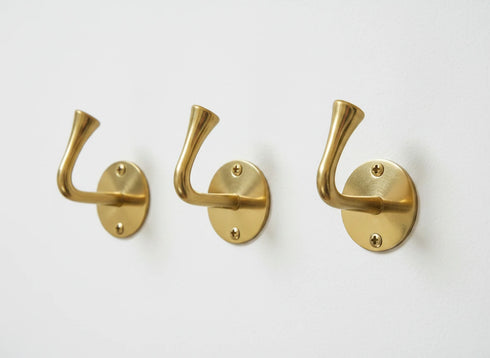Handmade solid brass wall hook for bathroom and home decor