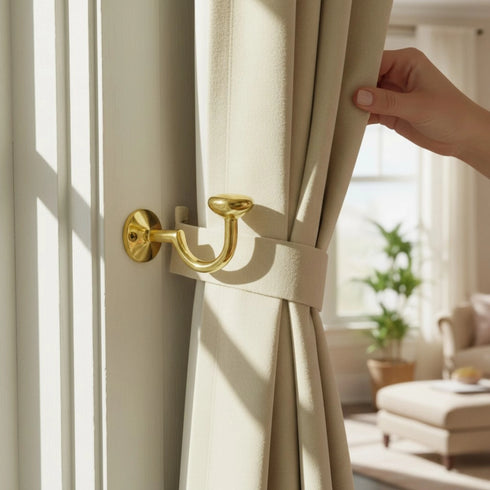 Handmade brass S hook with large cap for bathroom and home decor
