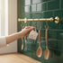 Handmade solid brass kitchen rail with S hooks
