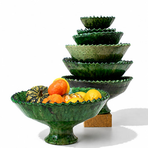 Bring desert heritage to your table with an Art of handmade Tamegroute green bowl.