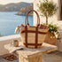 Handmade Moroccan Straw Tote Bag with Genuine Leather Craftsmanship Details