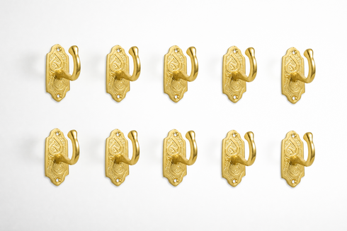 Handmade engraved brass wall hook for elegant home decor