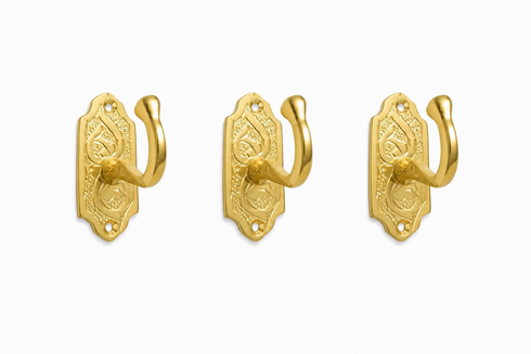 Handmade engraved brass wall hook for elegant home decor