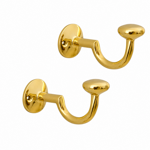 Handmade brass S hook with large cap for bathroom