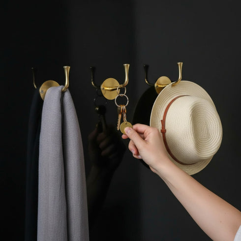 Handmade solid brass wall hook for bathroom and home decor