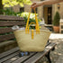 Handwoven large Moroccan straw basket with leather handles