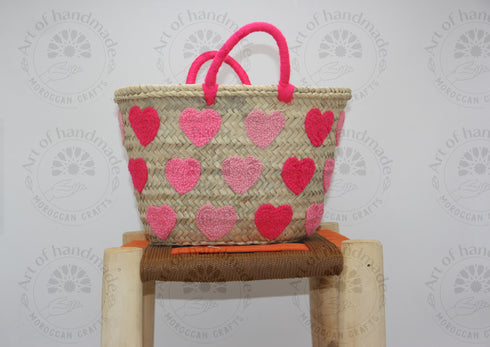 Pink Ombre Hearts Tota, Gift for Girl & Boy, Custom Beach bag for kids friends