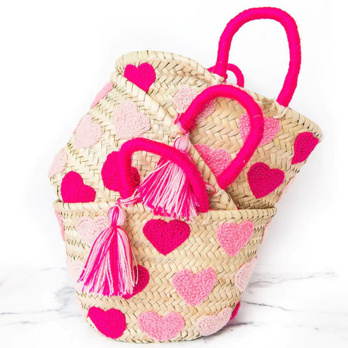 Pink Ombre Hearts Tota, Gift for Girl & Boy, Custom Beach bag for kids friends