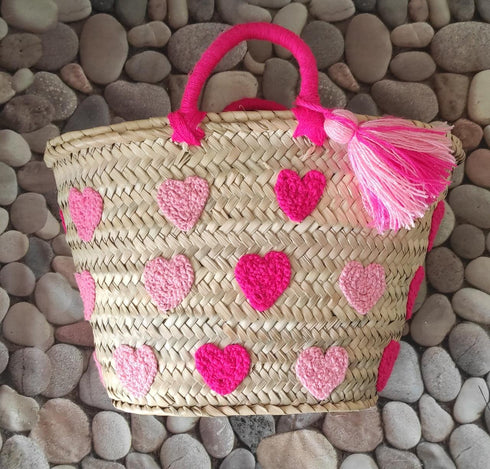 Pink Ombre Hearts Tota, Gift for Girl & Boy, Custom Beach bag for kids friends