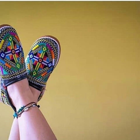 Womens Moroccan Leather Babouche Slippers, Handmade Slippers, Sheepskin Slippers, Womens Leather Slippers, Babouche, Mules, Moroccan Belgha