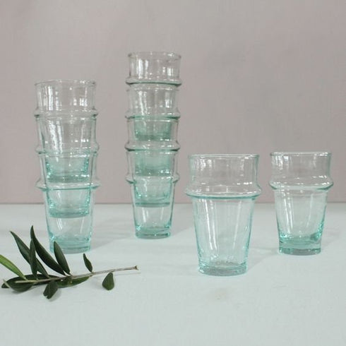 Lot of 3 puffed Beldi transparent glasses, tea glasses, coffee or water. Marrakech glasses, Moroccan glasses, decoration, table art