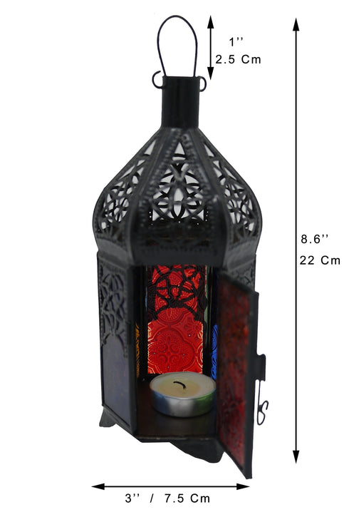 Vintage Candle Lantern, Moroccan Style Decorative Hanging Lantern, Metal Tabletop Lantern, Halloween Candle Holders for Outdoor Patio