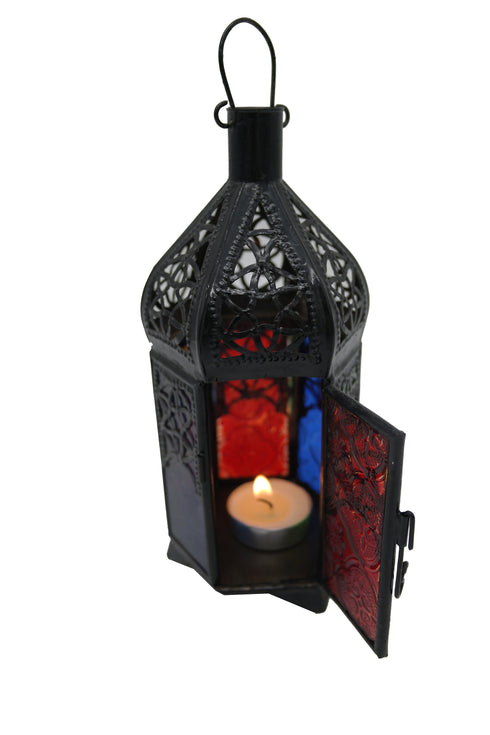Vintage Candle Lantern, Moroccan Style Decorative Hanging Lantern, Metal Tabletop Lantern, Halloween Candle Holders for Outdoor Patio