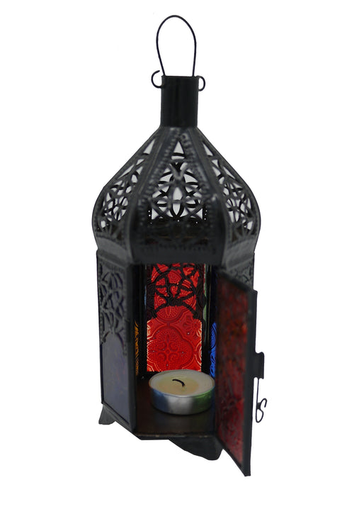 Vintage Candle Lantern, Moroccan Style Decorative Hanging Lantern, Metal Tabletop Lantern, Halloween Candle Holders for Outdoor Patio
