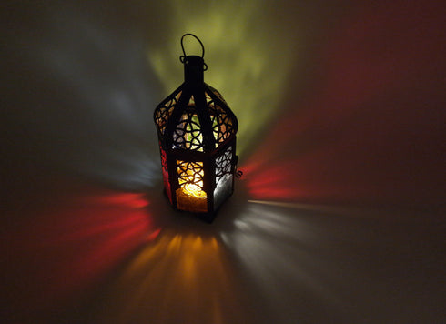 Vintage Candle Lantern, Moroccan Style Decorative Hanging Lantern, Metal Tabletop Lantern, Halloween Candle Holders for Outdoor Patio