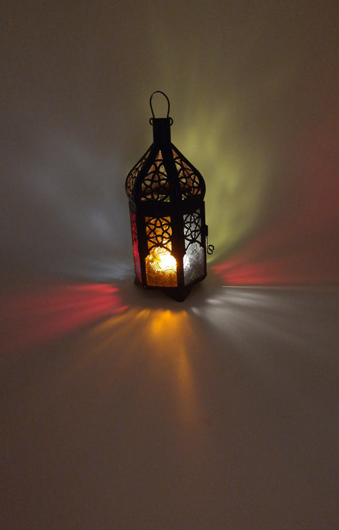 Vintage Candle Lantern, Moroccan Style Decorative Hanging Lantern, Metal Tabletop Lantern, Halloween Candle Holders for Outdoor Patio