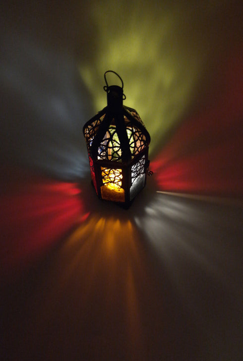 Vintage Candle Lantern, Moroccan Style Decorative Hanging Lantern, Metal Tabletop Lantern, Halloween Candle Holders for Outdoor Patio