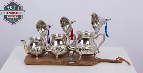 Moroccan Elegant handcrafted Alpaca Silver Qudsi Teapot from Fez /Moroccan Teapot /Authentic Silver teapot/Handmade Teapot from Morocco