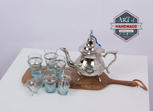 Moroccan Elegant handcrafted Alpaca Silver Qudsi Teapot from Fez /Moroccan Teapot /Authentic Silver teapot/Handmade Teapot from Morocco