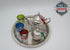 Moroccan Mint Tea Set : Silver Tray, Teapot, Integrated Filter, 3 Tea Glasses, Sugar holder decorated, Handmade in Morocco