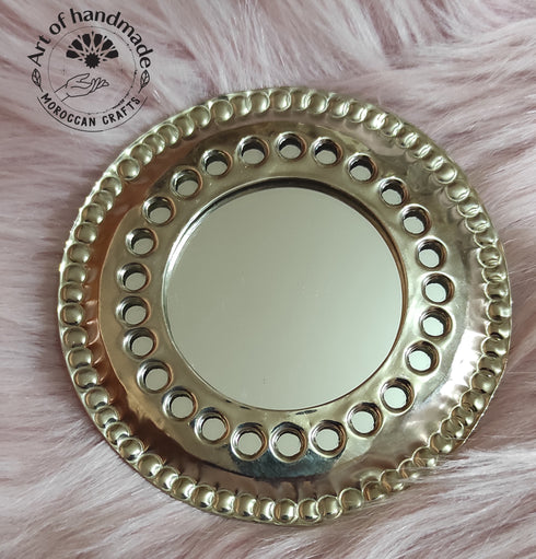Set of 5 Small Moroccan Mirror in gilded brass, handmade Mirror for a beautiful decoration in the house, Carved Mirror, wall decoration