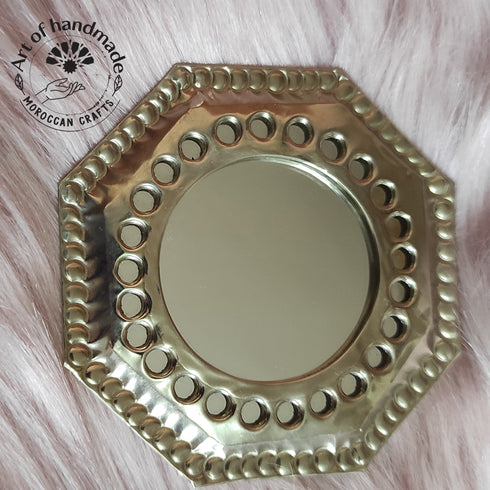 Set of 5 Small Moroccan Mirror in gilded brass, handmade Mirror for a beautiful decoration in the house, Carved Mirror, wall decoration