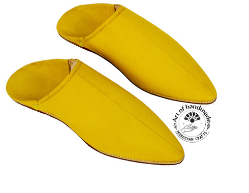 Premium Yellow Moroccan Men's Slippers, Classic Pointed Men Shoes Morocco, Moccasins Men Slippers, Leather Shoes, Interior made of leathe