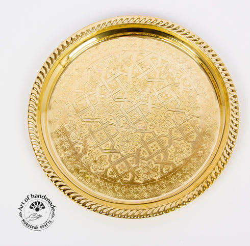 Moroccan Tea Tray Serving Cocktail Silver Handmade Fez Small Or Large Round, Authentic Moroccan Elegant handcrafted Silver Serving