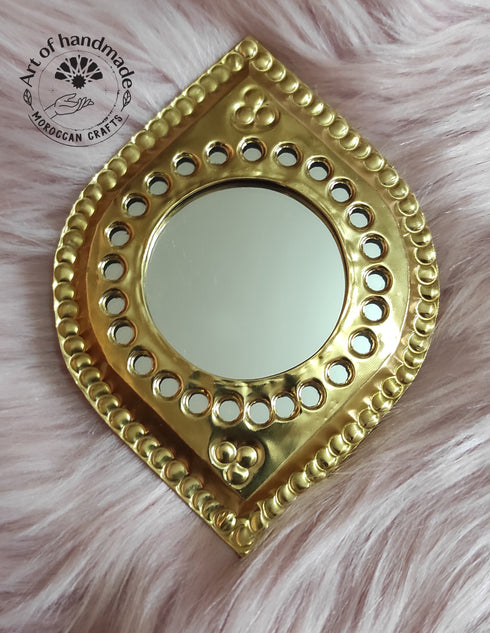 Set of 5 Small Moroccan Mirror in gilded brass, handmade Mirror for a beautiful decoration in the house, Carved Mirror, wall decoration
