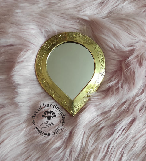 Set of 2 Moroccan Mirror in gilded brass, handmade Mirror for a beautiful decoration in the house, Carved Mirror, wall decoration