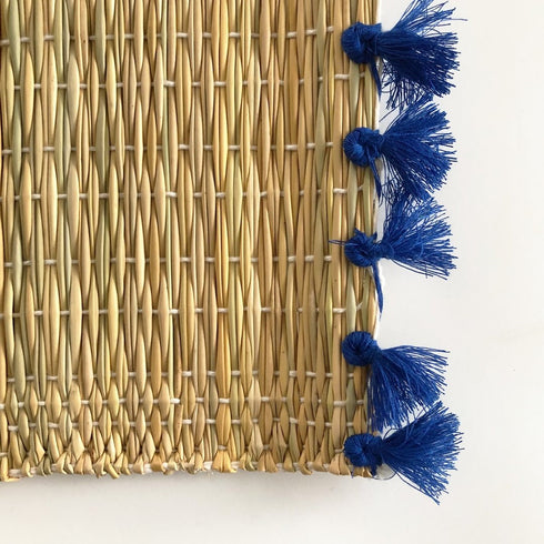 Tassel Placemat Set of 4, Handwoven Rattan Placemat, Natural Placemats, Boho Decor, Moroccan Decor, Vintage Tablemats, Rustic Placemats