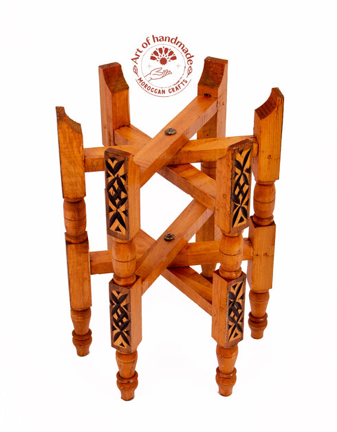 Handcrafted Moroccan 11" OR 13" Round Brass Tray Table with folding Wood Stand Brass Coffee Tea Table Moroccan Home Decor Moroccan Furniture