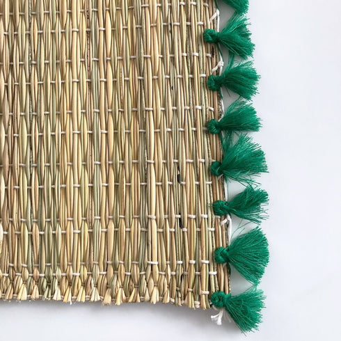 Tassel Placemat Set of 4, Handwoven Rattan Placemat, Natural Placemats, Boho Decor, Moroccan Decor, Vintage Tablemats, Rustic Placemats