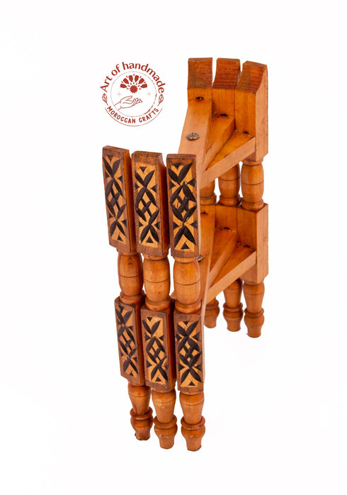 Handcrafted Moroccan 11" OR 13" Round Brass Tray Table with folding Wood Stand Brass Coffee Tea Table Moroccan Home Decor Moroccan Furniture