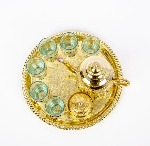 Moroccan Tea Tray Serving Cocktail Silver Handmade Fez Small Or Large Round, Authentic Moroccan Elegant handcrafted Silver Serving