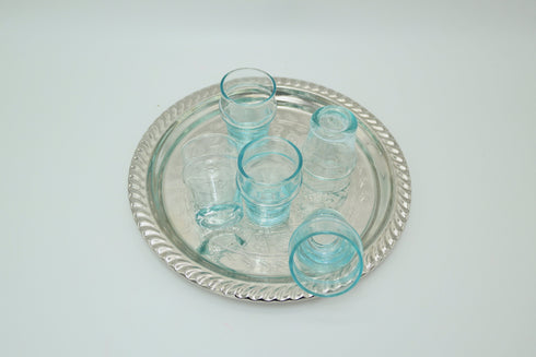 Moroccan Tea Tray Serving Cocktail Silver Handmade Fez Small Or Large Round, Authentic Moroccan Elegant handcrafted Silver Serving