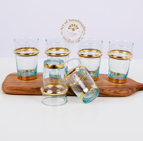 Set of 6 puffed Beldi transparent glasses, tea glasses, coffee or water. Marrakech glasses, Moroccan glasses, Rounded Beldi Glasses