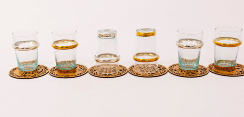 Set of 6 puffed Beldi transparent glasses, tea glasses, coffee or water. Marrakech glasses, Moroccan glasses, Rounded Beldi Glasses