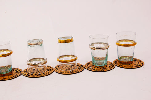 Set of 6 puffed Beldi transparent glasses, tea glasses, coffee or water. Marrakech glasses, Moroccan glasses, Rounded Beldi Glasses