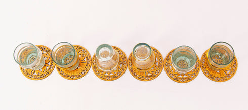 Set of 6 puffed Beldi transparent glasses, tea glasses, coffee or water. Marrakech glasses, Moroccan glasses, Rounded Beldi Glasses