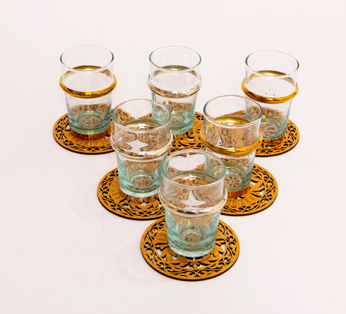 Set of 6 puffed Beldi transparent glasses, tea glasses, coffee or water. Marrakech glasses, Moroccan glasses, Rounded Beldi Glasses