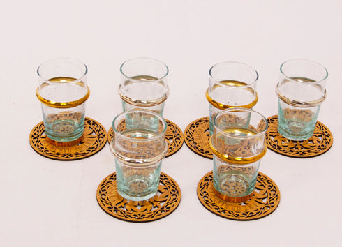 Set of 6 puffed Beldi transparent glasses, tea glasses, coffee or water. Marrakech glasses, Moroccan glasses, Rounded Beldi Glasses