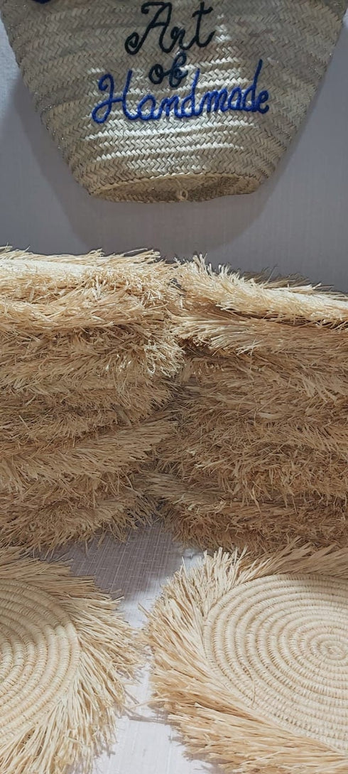 Set of 2 OR 4 OR 6 Natural Placemats, Boho Placemats, Fringe Handwoven Placemats, seagrass Straw Placemats, Wicker Pads, coaster raffia