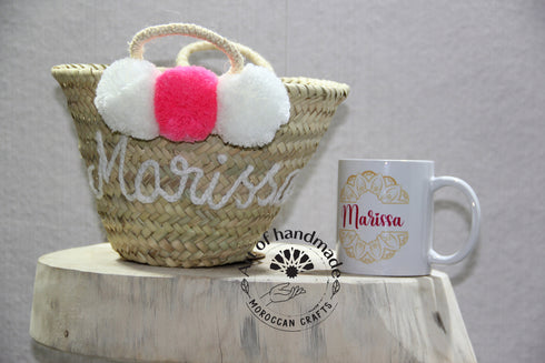 Personalized bridal handbag Gift Bag Bridesmaid Bag Gift Bag Beach Tote Custom Gift Bag, Customized Basket, Embroidery basket